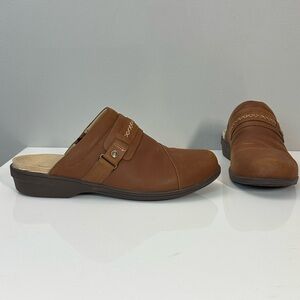 Spenco Fox Hill Mule Clog Brown Leather Orthotic Size 10